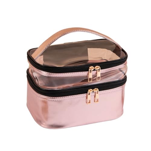 FRCOLOR 1Stk Handwaschbeutel transparente Kosmetiktasche Damen-Tragetaschen Kosmetiktasche Portable tragbare Kosmetiktasche Aufbewahrungstasche mit Reißverschluss Make-up-Organizer Pu Rosa von FRCOLOR