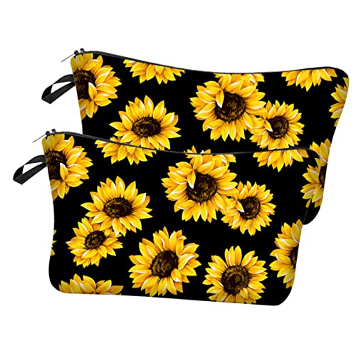 FRCOLOR 2st Sonnenblumen-Kosmetiktasche Make-up-Reisetasche Taschen Mini Klarer Reise-kulturbeutel Kulturbeutel Für Die Reise Reisetasche Für Kleinigkeiten Zarter Make-up-Beutel Polyester von FRCOLOR