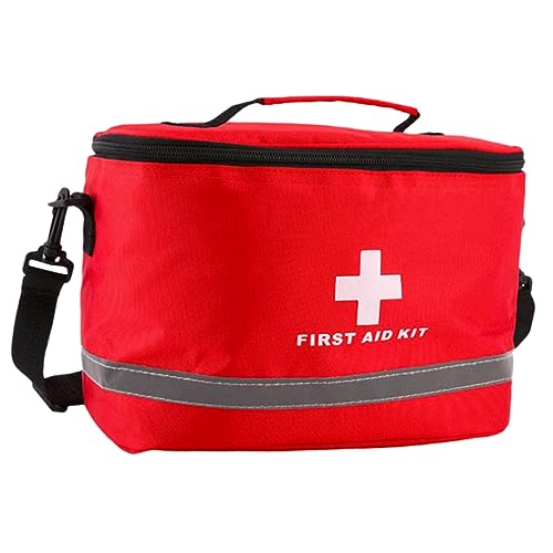 FRCOLOR Erste Hilfe Tasche Zylinderform Tragbare Notfalltasche Mit Schultergurt Rot Ideal Für Auto Reisen Und Outdoor Aktivitäten Robustes Material Und Praktische Aufbewahrung von FRCOLOR