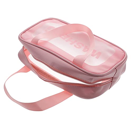 FRCOLOR Transparente Kosmetiktasche Klare Make-up-Taschen Beutel Make-up-waschtasche Tragbare Kulturtasche Mehrzweck-waschtasche Aufbewahrungstasche Für Kosmetika Kosmetiktaschen PVC Rosa von FRCOLOR