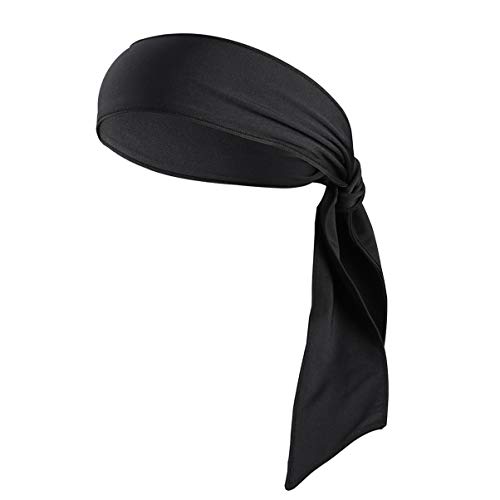Kopf Krawatten Tennis Stirnbänder Schweißbänder Armbänder Kopf Wickeln für Frauen Männer Jungen Mädchen Kinder (schwarz) von FRCOLOR