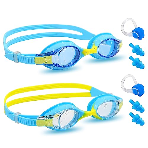 FRECOO Schwimmbrille für Kinder, (2er Pack) Taucherbrille Kinder (3-14 Jahre), Anti-Fog-Linse und UV Schwimmbrillen, Kinderbrille mit verstellbarem Silikonband für Kinder, Jungen, Mädchen von FRECOO