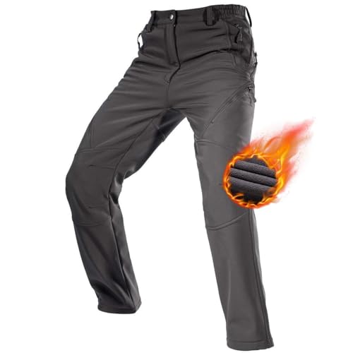 FREE SOLDIER Herren Winter wasserdichte Skihose Jagd Outdoor Hose Winddichte Thermohose Winterhose Softshellhose zum Klettern und Wandern(Grau,46) von FREE SOLDIER