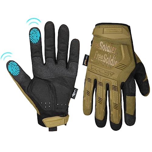 FREE SOLDIER Outdoor Handschuhe Vollfinger Taktische Handschuhe Herren Motorradhandschuhe mit gepolstertem für Fahrrad Airsoft Militär Paintball und andere Outdoor Aktivitäten (Braun, M) von FREE SOLDIER