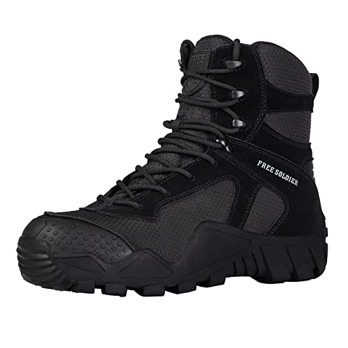 FREE SOLDIER Stiefel Herren Wanderstiefel Tactical Kampfstiefel Outdoor Military Boots Männer Alles Gelände Schuhe zum Wandern, Jagen, Arbeiten, Armee Training, Combat,Schwarz,45 von FREE SOLDIER