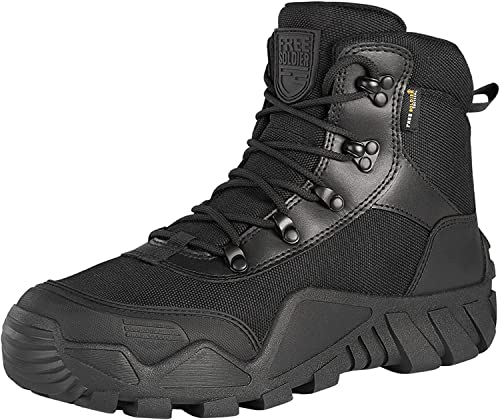 FREE SOLDIER Stiefel Herren Wanderstiefel Tactical Kampfstiefel Outdoor Military Boots Männer Wanderschuhe zum Trekking, Jagen, Arbeiten(Schwarz, 46EU) von FREE SOLDIER