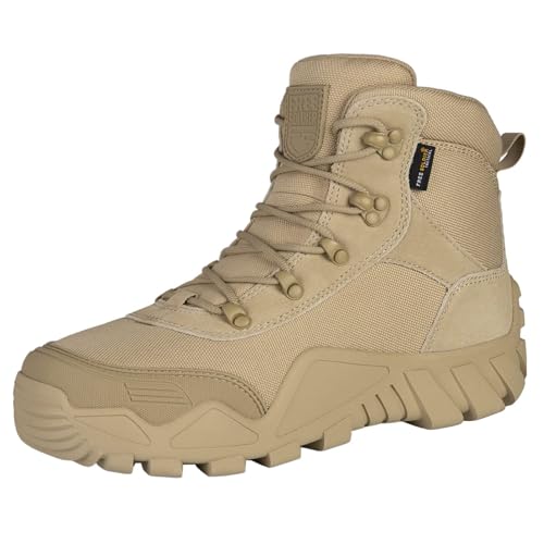 FREE SOLDIER Stiefel Herren Wanderstiefel Tactical Kampfstiefel Outdoor Military Boots Männer Wanderschuhe zum Trekking, Jagen, Arbeiten, Armee Training, Combat(Sandfarbe, 43EU) von FREE SOLDIER