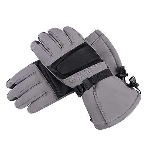 FREE SOLDIER wasserdichte Winterhandschuhe Thermal Schnee Ski Snowboard Radfahren Schneemobil Warme Fäustlinge Handwärmer 3M Thinsulate Isolierte Handschuhe mit Tasche(Grau, M-Herren) von FREE SOLDIER