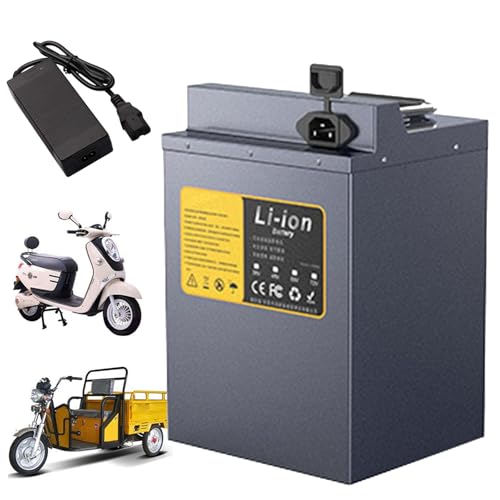 FREEDOH 72-Volt-Motorradbatterie, 72-V-Lithium-Akkupack, 72 V, 40 Ah, 45 Ah, 50 Ah, 55 Ah, 60 Ah, 65 Ah, wiederaufladbarer Akku mit Ladegerät für 50-5000 W Moped, Dreirad, Golfwagen,72v50ah von FREEDOH