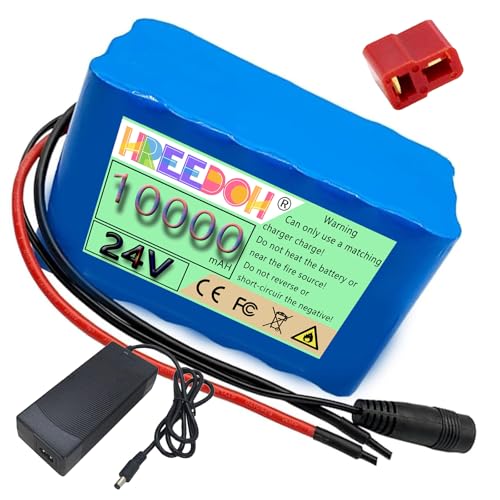 FREEDOH E-Bike-Akku 24 V 10 Ah Lithium-Akkupack 24 V wasserdichter PVC-Akku 24 V wiederaufladbarer Li-Ionen-Akku für 0-250 W Motor-Umrüstsatz mit Ladegerät,T von FREEDOH