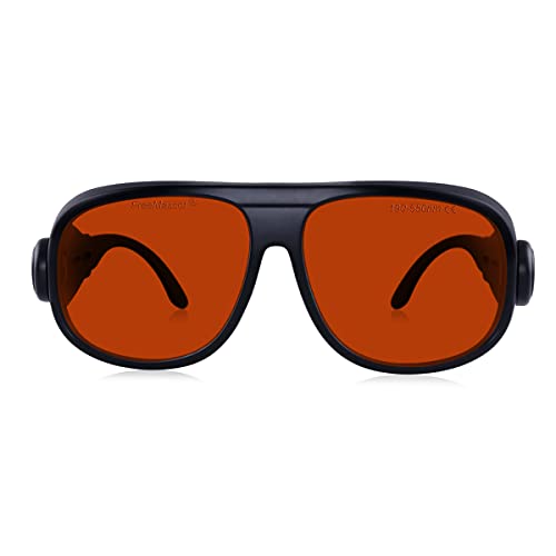 FREEMASCOT Professionelle Laserschutzbrille OD 6+, 190-550nm Wellenlänge Violett/Blau/Grün, für 405nm, 445nm, 450nm, 473nm, 532nm Laser (Style 1B) von FREEMASCOT