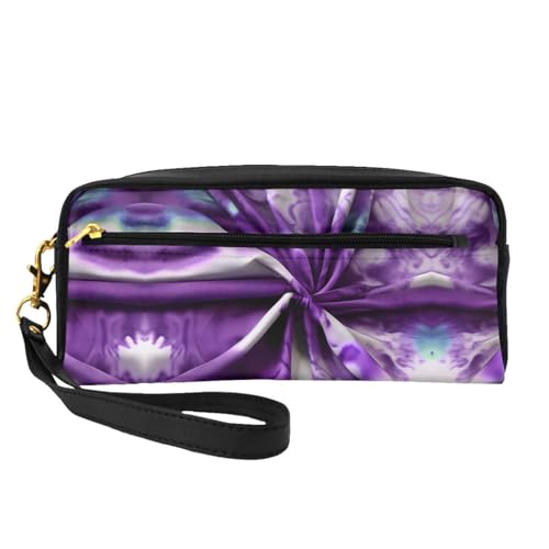 FRESQA Tragbare Mini-Make-up-Tasche mit Kunst-Glitzer-Druck, vielseitig und kompakt, perfekt für Ihre wichtigen Dinge, Violette Batikblume, Einheitsgröße von FRESQA