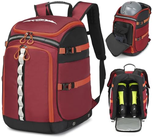 FRETHIND Skischuhtasche mit Helmfach Skirucksack 65L Nylon Skischuhrucksack mit Helmtasche Skitasche Skisack für Skistiefel Schlittschuhe Inline-Skates Rot FRETHIND Skischuhtasche mit Helmfach Skirucksack 65L Nylon Skischuhrucksack mit Helmtasche Skitasche Skisack für Skistiefel Schlittschuhe Inline-Skates Rot von FRETHIND