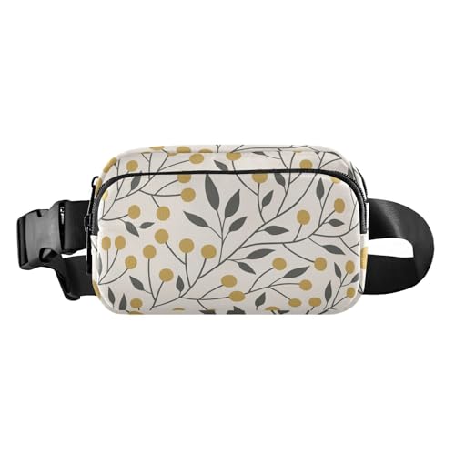 Bauchtasche für Damen, Herren, Teenager, trendige Mini-Bauchtasche mit verstellbarem Riemen für Radfahren, Wandern, Fitnessstudio, botanisches Mimosenmuster, Botanisches Mimosenmuster, 1 Size von FRODOTGV