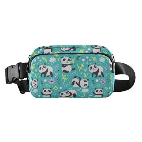 Bauchtasche für Damen und Herren, stilvoll, wasserabweisend, mit verstellbarem Gurt, für Reisen, Urlaub, Laufen, süßes Muster, Pandas, Grün, Pandas mit niedlichem Muster, Grün, 1 Size von FRODOTGV