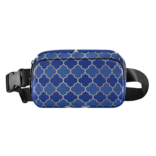 Blau-goldene Gürteltasche mit Laternenformen, stilvolle Bauchtasche für Männer und Frauen, große Kapazität, Brustgürtel, Bauchtasche mit verstellbarem Gurt, für Workout, Laufen, Wandern, Blau-goldene von FRODOTGV