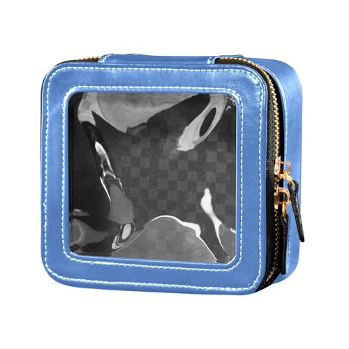 FRODOTGV Blaue einfarbige Mini-Make-up-Tasche, transparent, Kulturbeutel, Mini-Make-up-Behälter für Reisen, Blau, 1 size von FRODOTGV