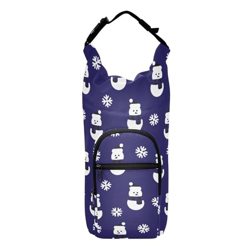 FRODOTGV Kleiner Rucksack mit Wasserflaschenhalter, Motiv: Weihnachtsschneemann, platzsparender Wasserflaschenträger für Radfahren, Wasserflaschenträger mit Gurt, passend für 20/24/32/1,2 l Flaschen von FRODOTGV