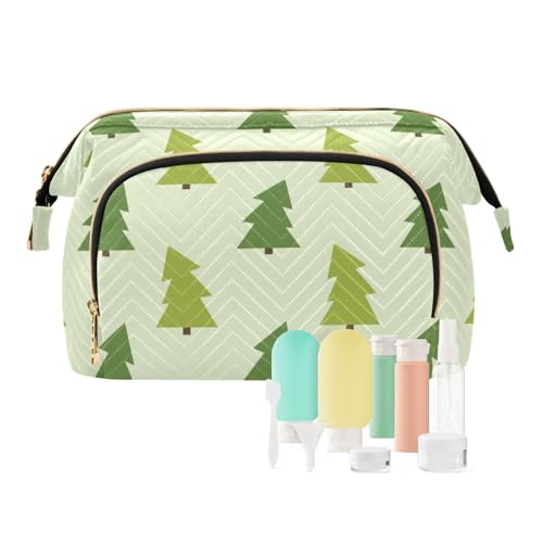 FRODOTGV Reisetasche, Make-up-Organizer, Tasche, Essentials für Damen, wichtige Dinge für Kleingeld, Geldbörse, grünes Weihnachtsbäume-Muster, Grünes Weihnachtsbäume-Muster, 1 Size von FRODOTGV