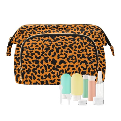 FRODOTGV Reisetasche für Damen, mit Leopardenmuster, für Damen, Make-up, Kosmetik, tragbar, Münzgeldbörse, Tiefe, tinkige Leoparden-Punkte-Textur, 1 Size von FRODOTGV