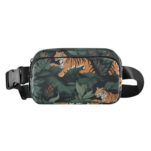 Große Kapazität Hüfttasche Umhängetasche mit verstellbarem Riemen, niedliche Schultertasche, Reisezubehör, grün, personalisiertes Tigermuster, für Damen und Herren, für Reisen, Fitnessstudio, Arbeit, von FRODOTGV