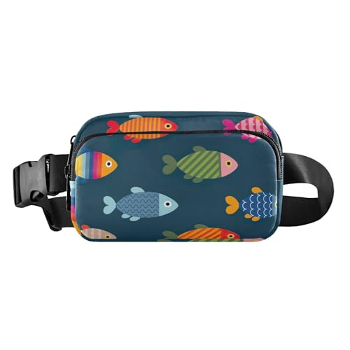 Mehrzweck-Bauchtasche mit verstellbarem Riemen, modische Gürteltasche, Reisebrieftasche, schönes buntes Muster, Fisch-Symbole, Damen, Herren, Teenager, für Reisen, Urlaub, Laufen, Schöne bunte von FRODOTGV