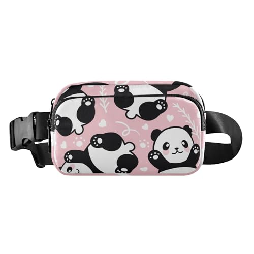 Modische Mini-Brusttasche für Damen und Herren, mit verstellbarem Gurt, für Reisen, Einkaufen, Laufen, niedlicher Cartoon-Panda, pfirsichfarben und schwarz-weiß, Niedlicher Cartoon-Panda, von FRODOTGV