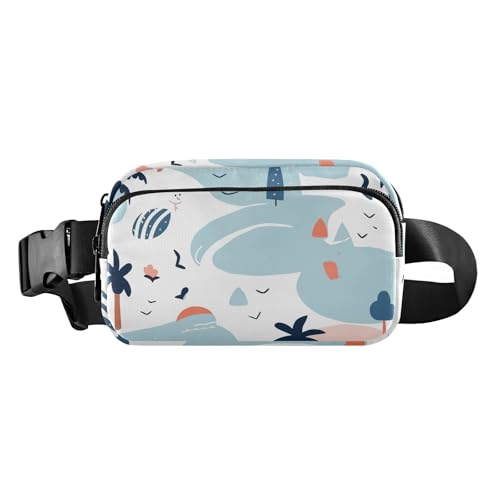 Niedliche Gürteltasche mit Cartoon-Motiv, für Damen und Herren, Mini-Laufgürteltasche mit verstellbarem Riemen für Reisen, Laufen, Wandern, Cartoon-Strand, 1 Size von FRODOTGV