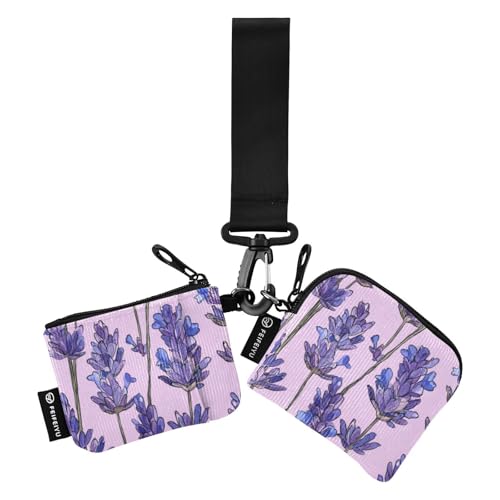 Purple Lavenders Damen Geldbörse Kartenetuis Minimalistische Schlüsselanhänger Geldbörse Wechselgeldbörse mit Handgelenkschlaufe für Damen Mädchen 2 Packungen, Lila Lavendel, 1 size von FRODOTGV