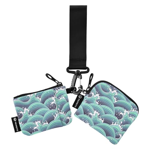 Sea Wave Damen-Geldbörsen, Kartenetui, niedlich, modisch, Reißverschluss, Handgelenktasche mit Reißverschlussfach für Männer und Frauen, 2 Stück, Sea Wave Green, 1 size von FRODOTGV