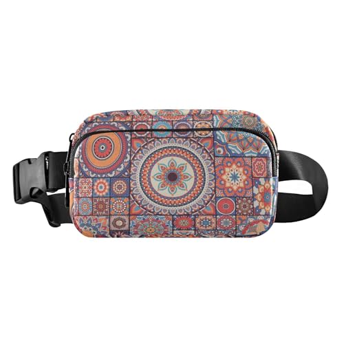 Umhängetasche für Damen, Herren, Teenager, trendig, wasserabweisend, Bauchtasche mit verstellbarem Riemen für Reisen, Einkaufen, Laufen, handgezeichnete Mandalas, nahtlos, Handgezeichnete Mandalas, von FRODOTGV