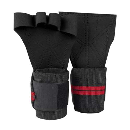 FROMCEO Rutschfeste Handschuhe für Damen und Herren, für Gewichtheben, Handfläche, fingerlos, mit Handgelenkstütze von FROMCEO