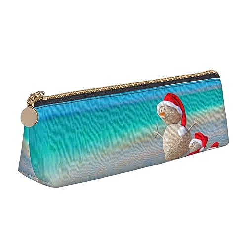 The Sea Federmäppchen mit Weihnachtsmütze aus Leder, schlankes Design, Stifttasche mit metallischem Reißverschluss, Größe für Studenten, Büro, Uni, Mittelschule, weiß, Einheitsgröße, Schulranzen-Set von FROON