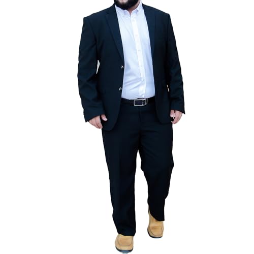 FSDIYU Anzug Herren, 2-teiliger großer lockerer einreihiger Business-Casual-Blazer-Hosenanzug, für Hochzeitsbankette, Abschlussbälle, Party-Gastgeber, formeller, Dicker Anzug, 175/48,Black von FSDIYU