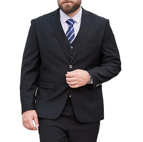 FSDIYU Anzug Herren, 3-teiliger formeller Business-Blazer Weste Hose Anzug, für Hochzeiten Bankette Bälle Partys lockerer einreihiger einfarbiger Anzug, 220/66,Black von FSDIYU