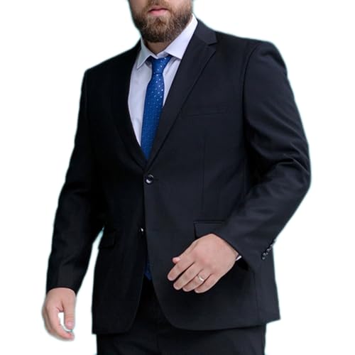 FSDIYU Anzug Herren, Zweiteiliger einreihiger Slim Fit-Smokinganzug in Übergröße, für Hochzeiten Bankette Bälle legere Partys Dicker Blazer Hosenanzug, 185/52,Black von FSDIYU