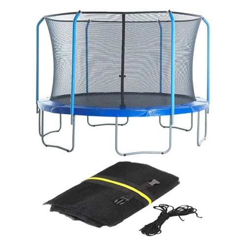 FSDIYU Trampolin Ersatznetz Sicherheitsnetz, Trampolin-Umzäunungsnetz mit Reißverschlüssen und Schnallen, Reißfeste, UV-beständige, runde Rahmen, Trampoline, Zubehör, 10 FT - 6 Poles,Black von FSDIYU