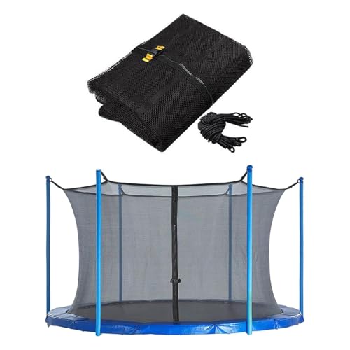 FSDIYU Trampolin Ersatznetz Sicherheitsnetz, Umrandungsnetz für Trampolin, UV-beständig reißfest, für 6 8 10 12 14 15 16 FT Rundrahmen-Trampolin mit 6/8/12 Stangen, 14 FT - 8 Poles,Black von FSDIYU