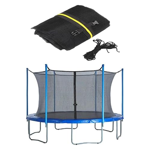 FSDIYU Trampolin Ersatznetz Sicherheitsnetz, für 6 8 10 12 14 15 16 FT Rundrahmen-Trampolin, Atmungsaktives wetterbeständiges Umrandungsnetz für Trampolingehäuse, 12 FT - 6 Poles,Black von FSDIYU