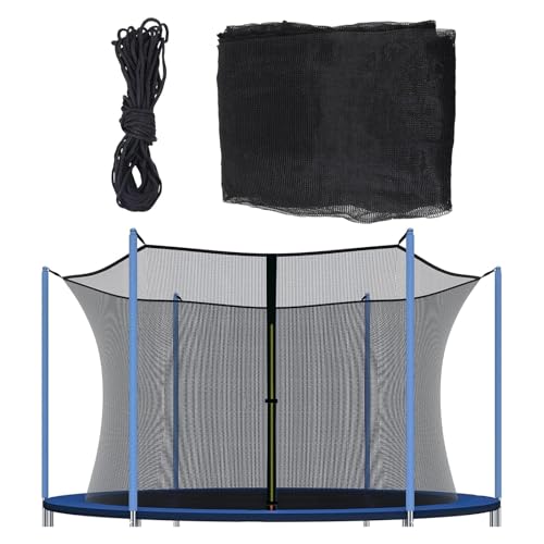 Trampolin Ersatznetz Sicherheitsnetz, 14 Fuß rundes Trampolinzubehör mit Reißverschlüssen und Schnallen, UV-beständiges, reißfestes Umzäunungsnetz für Trampolin, Nur Netz, 14 FT - 8 poles,Black von FSDIYU