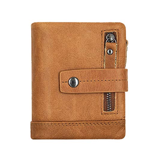 FSJMTQTS Herren Geldbörse Weiches Leder Geldbörse Vintage Geldbörse Kreditkartenetui Halter für Freund, braun, 9.5x2.5x11.5cm von FSJMTQTS