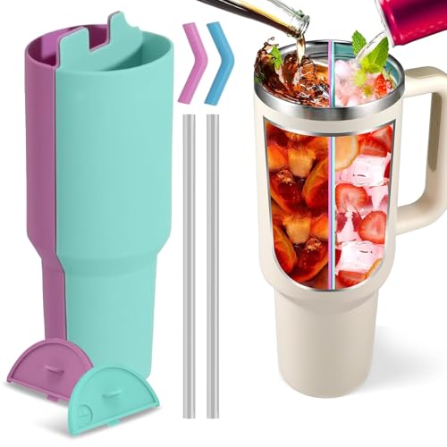 FSWWSF 2-in-1-Stanley Cup Zubehör, Getränketrenner Silikon, Heiße und kalte doppelte Innenwanne, Silikonauskleidung, hohe Kapazität für Saft, Kaffee, Cola - Ideal für Partys (Hellgrün, Purpurrot) FSWWSF 2-in-1-Stanley Cup Zubehör, Getränketrenner Silikon, Heiße und kalte doppelte Innenwanne, Silikonauskleidung, hohe Kapazität für Saft, Kaffee, Cola - Ideal für Partys (Hellgrün, Purpurrot) von FSWWSF