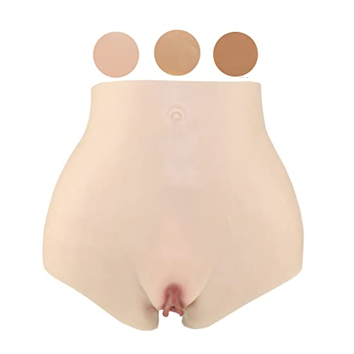 FSYH Crossdresser Vagina HöSchen Boxershorts Aus Silikon Mit Verstecktem Gaff Camel Toe Control Tanga füR Crossdresser Transgender Shemale,Ivory White,Without Hair von FSYH