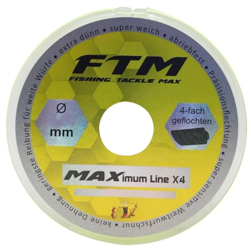 FTM Schnur Maximum X4-150m geflochtene Angelschnur, Durchmesser/Tragkraft:0.04mm / 1.9kg von FTM