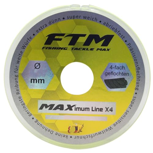 FTM Schnur Maximum X4-150m geflochtene Angelschnur, Durchmesser/Tragkraft:0.08mm / 4.2kg FTM Schnur Maximum X4-150m geflochtene Angelschnur, Durchmesser/Tragkraft:0.08mm / 4.2kg von FTM