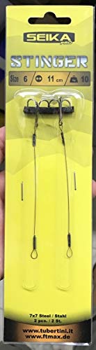 FTM Seika Pro Stinger mit Drilling - 2 Stingerhaken für Gummifische, Zusatzhaken für Gummiköder, Angsthaken zum Gummifischangeln, Länge/Tragkraft/Hakengröße:13.0cm / 12kg / Gr. 4 FTM Seika Pro Stinger mit Drilling - 2 Stingerhaken für Gummifische, Zusatzhaken für Gummiköder, Angsthaken zum Gummifischangeln, Länge/Tragkraft/Hakengröße:13.0cm / 12kg / Gr. 4 von FTM
