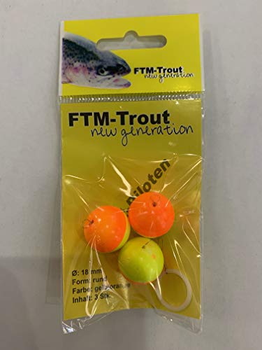 FTM Unisex – Erwachsene 10C8070367C10 Trout Piloten rund orange/gelb-3 Pilotposen zum Forellenangeln, Bissanzeiger zum Angeln auf Forellen am Forellensee, Durchmesser:18mm, Bunt, Normal FTM Unisex – Erwachsene 10C8070367C10 Trout Piloten rund orange/gelb-3 Pilotposen zum Forellenangeln, Bissanzeiger zum Angeln auf Forellen am Forellensee, Durchmesser:18mm, Bunt, Normal von FTM