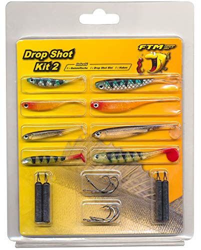 FTM Unisex – Erwachsene 10C8071445C10 Drop Shot Kit II-8 Gummifische + 8 Haken + 4 Bleie zum Spinnfischen auf Barsche, Dropshot Köder zum Barschangeln, Gummiköder, Bunt, Normal FTM Unisex – Erwachsene 10C8071445C10 Drop Shot Kit II-8 Gummifische + 8 Haken + 4 Bleie zum Spinnfischen auf Barsche, Dropshot Köder zum Barschangeln, Gummiköder, Bunt, Normal von FTM