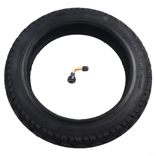 Schlauchloser Reifen für Elektrofahrräder, 14x2 50 Zoll, schwarz, langlebig (Reifen+Düse) von FUBESK