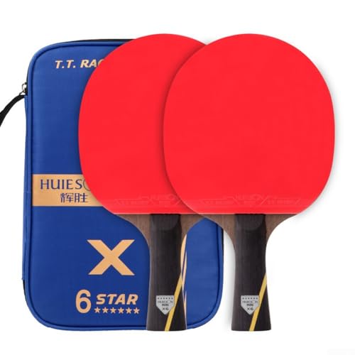 Set mit 2 leichten Tischtennisschlägern mit schützender Aufbewahrungstasche, ideal für Spieler, die eine verbesserte Leistung suchen (langes Paar) von FUBESK